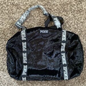 PINK Black Velvet Duffle Bag